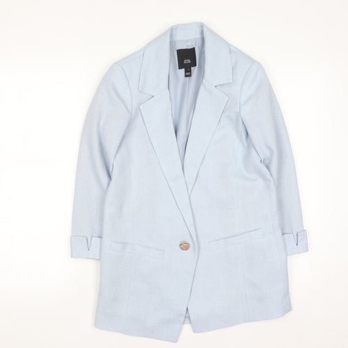 River Island Women’s Blue Blazer Size 6 Regular Lined Single-Breasted