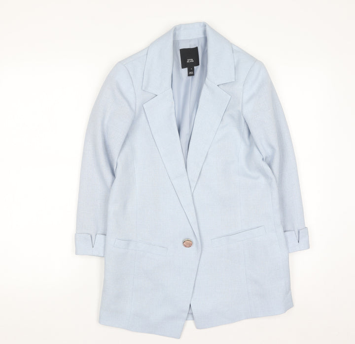 River Island Women’s Blue Blazer Size 6 Regular Lined Single-Breasted