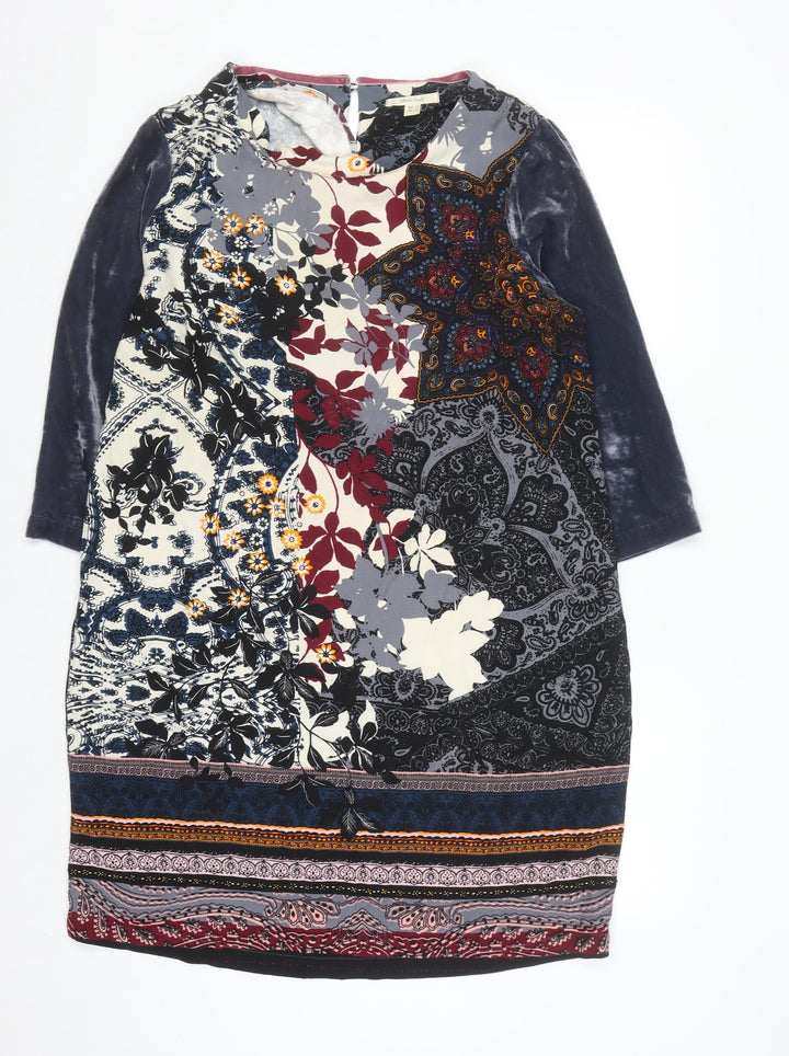 White Stuff Women’s Multicoloured Shift Dress Size 14 Bohemian Style