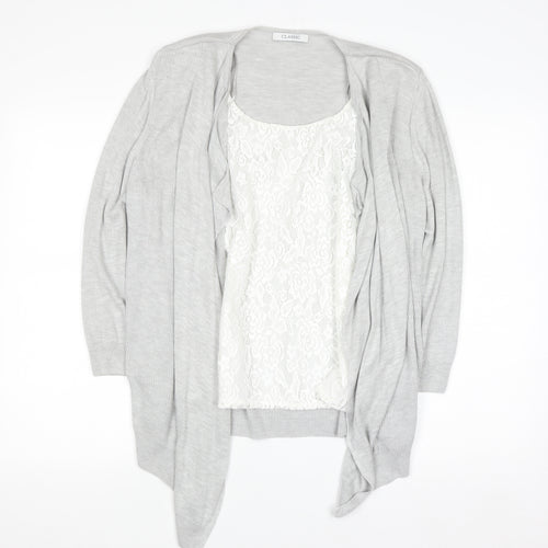 Marks and Spencer Women’s Grey Cardigan Size 14 Knit Open Front