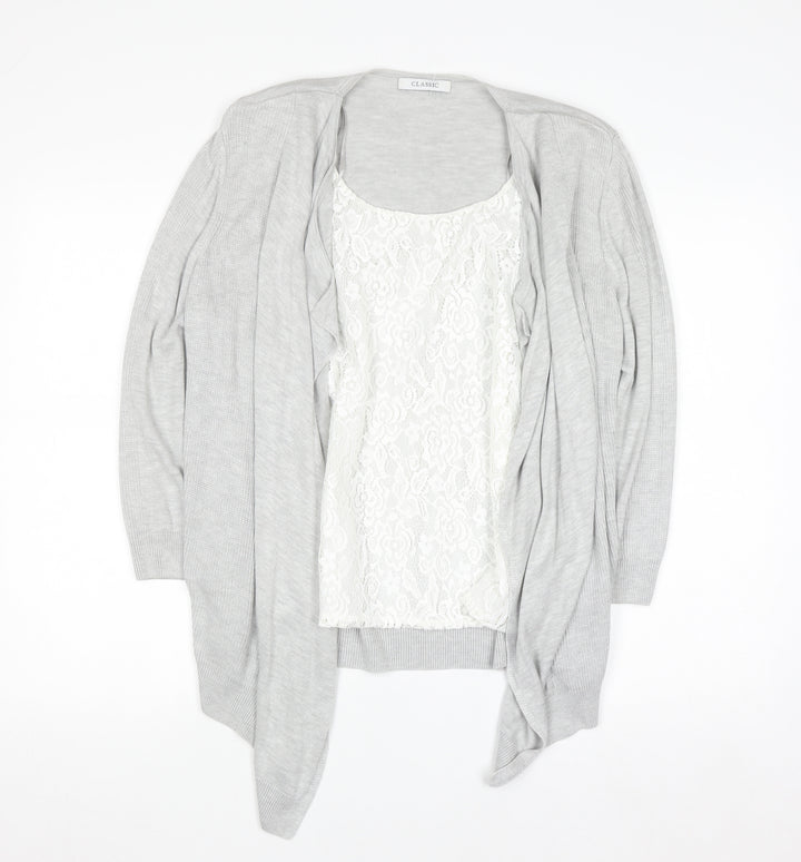 Marks and Spencer Women’s Grey Cardigan Size 14 Knit Open Front