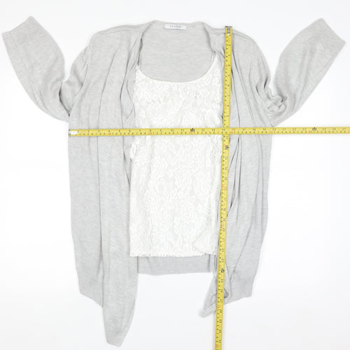Marks and Spencer Women’s Grey Cardigan Size 14 Knit Open Front