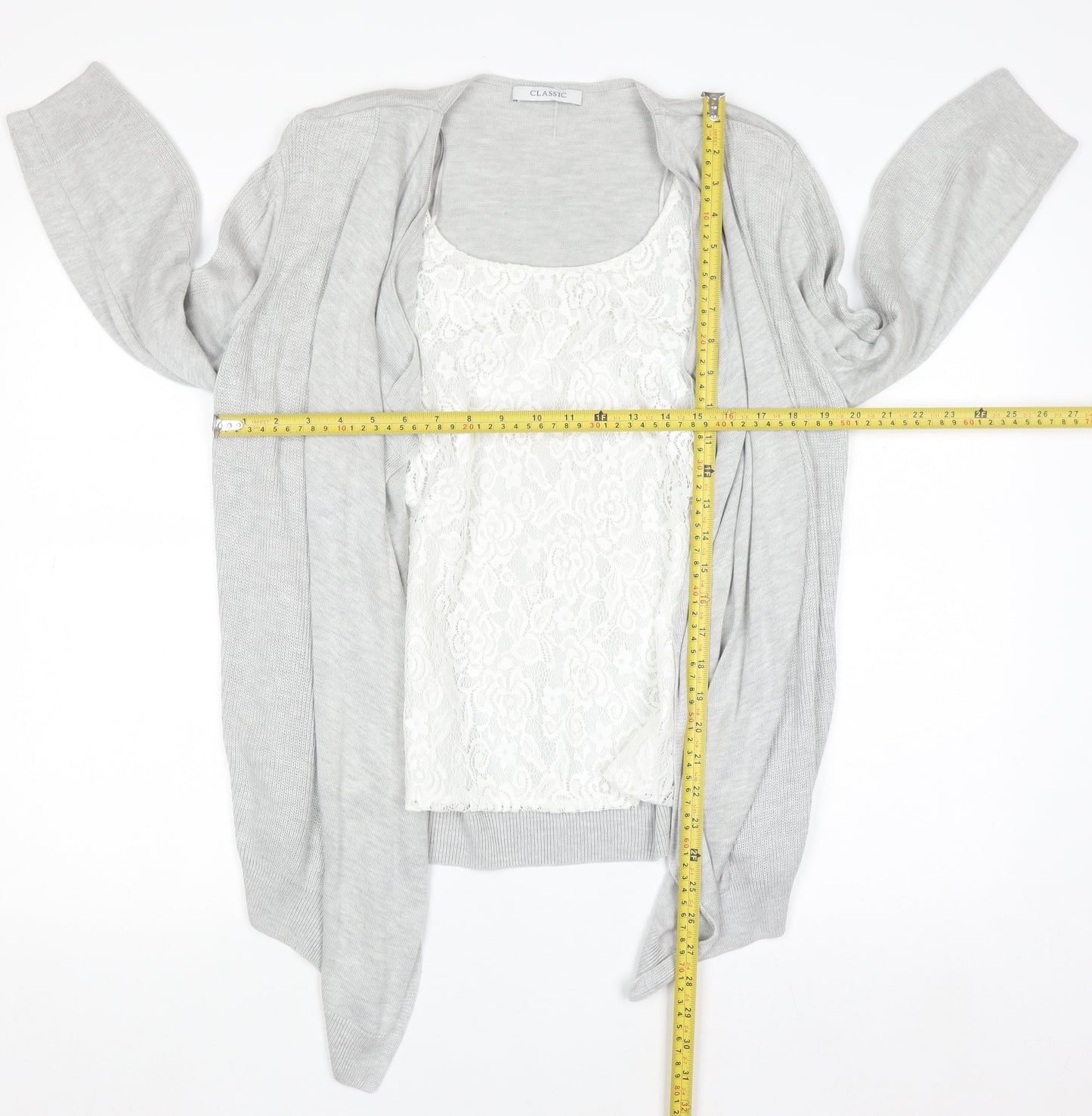 Marks and Spencer Women’s Grey Cardigan Size 14 Knit Open Front