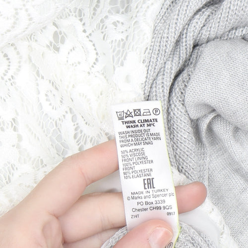 Marks and Spencer Women’s Grey Cardigan Size 14 Knit Open Front