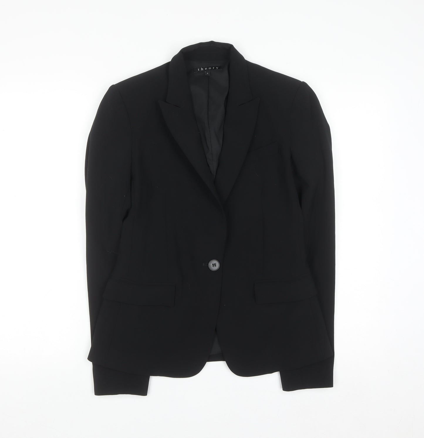 Theory Womens Black Wool Blend Slim Fit Blazer Size 6