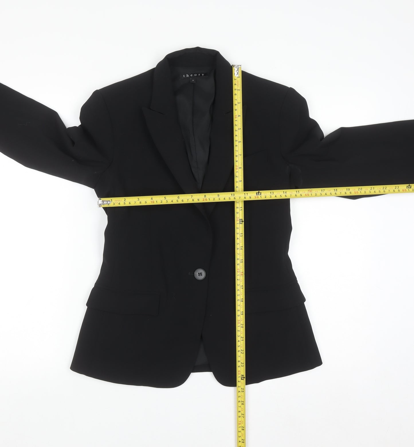 Theory Womens Black Wool Blend Slim Fit Blazer Size 6
