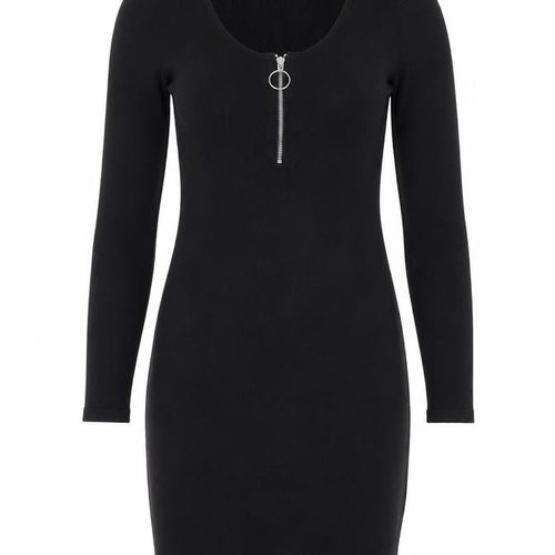 Colloseum Women Black XS Bodycon Knit Dress with Zip Detail