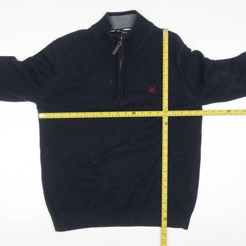 Crew Clothing Company Men’s Blue Cotton Cashmere 1/4 Zip Jumper L