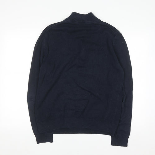 Crew Clothing Company Men’s Blue Cotton Cashmere 1/4 Zip Jumper L