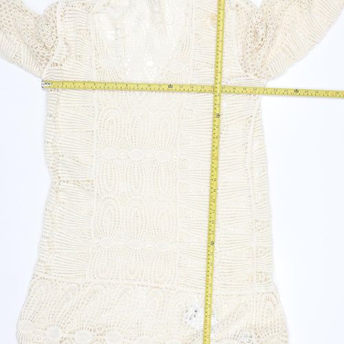 Next Women Ivory Crochet Kaftan Knee Length Dress XL