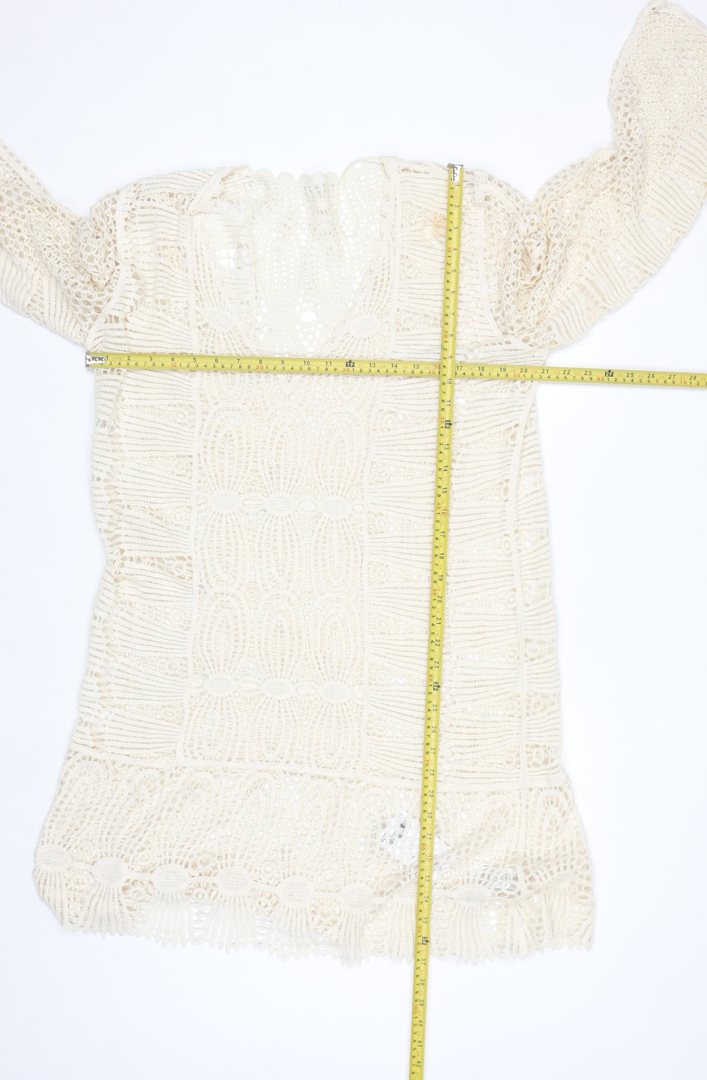 Next Women Ivory Crochet Kaftan Knee Length Dress XL