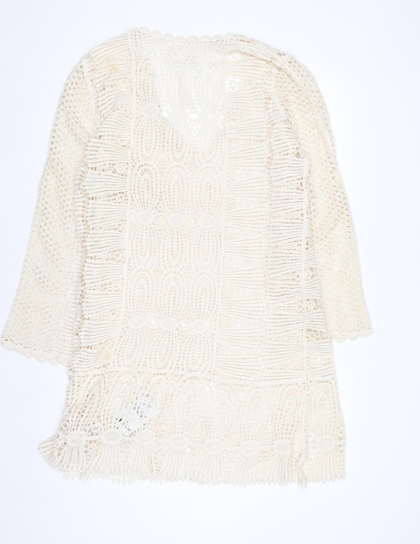 Next Women Ivory Crochet Kaftan Knee Length Dress XL