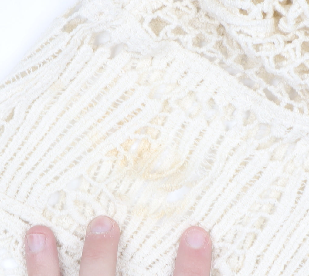 Next Women Ivory Crochet Kaftan Knee Length Dress XL