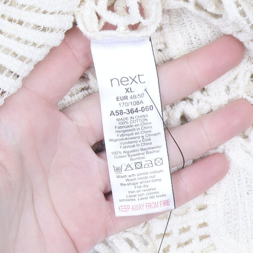 Next Women Ivory Crochet Kaftan Knee Length Dress XL