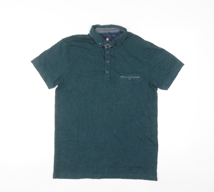 Steel & Jelly Men's Green Button-Down Collar Short Sleeve Polo Shirt Size S