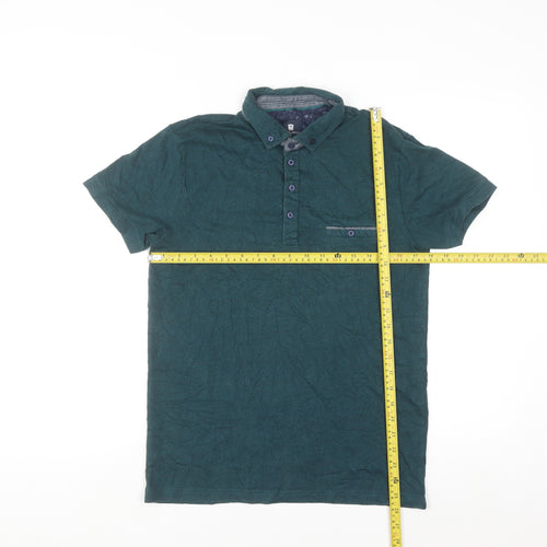 Steel & Jelly Men's Green Button-Down Collar Short Sleeve Polo Shirt Size S