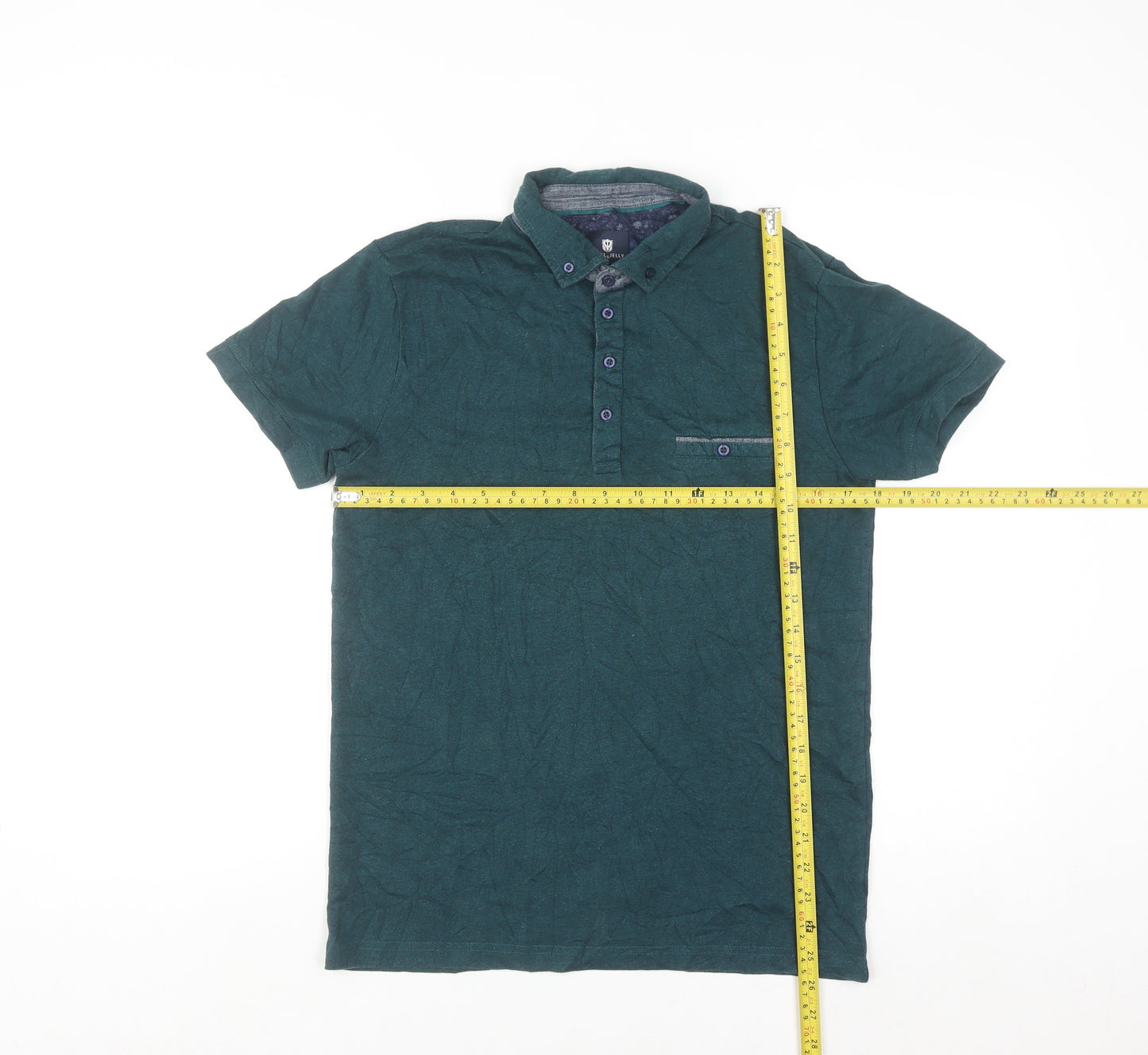 Steel & Jelly Men's Green Button-Down Collar Short Sleeve Polo Shirt Size S