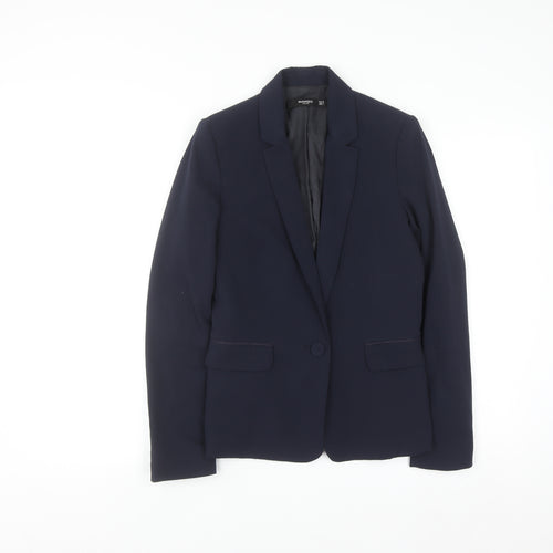 Mango Womens Blue Blazer Jacket Size 6 Regular Fit Basic Workwear