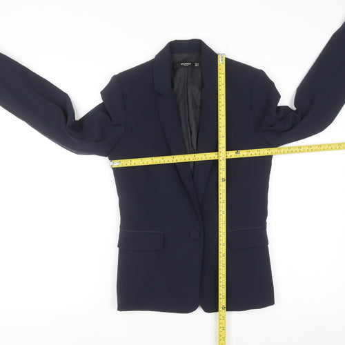 Mango Womens Blue Blazer Jacket Size 6 Regular Fit Basic Workwear