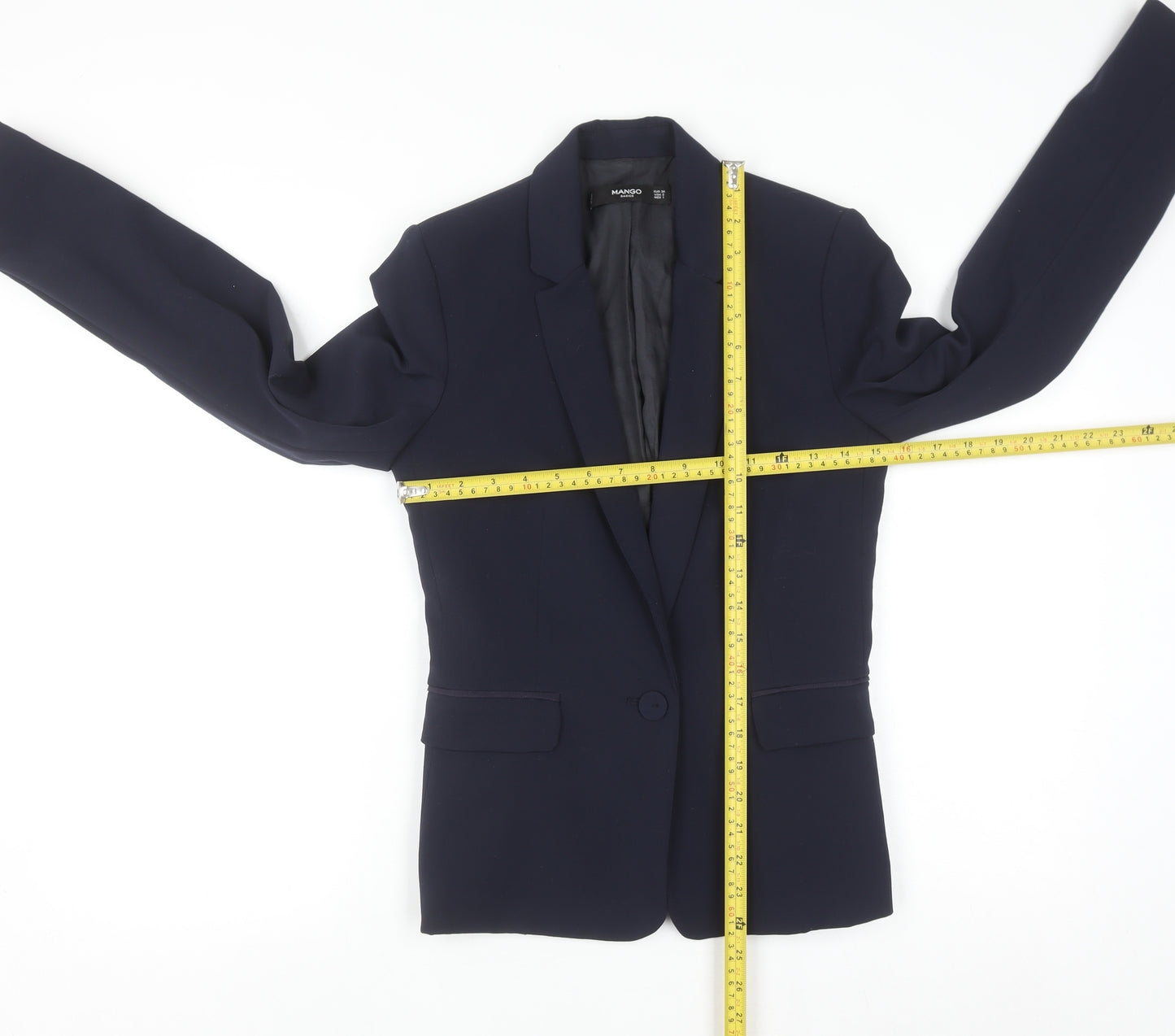 Mango Womens Blue Blazer Jacket Size 6 Regular Fit Basic Workwear