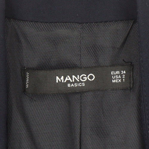 Mango Womens Blue Blazer Jacket Size 6 Regular Fit Basic Workwear