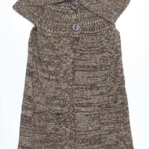 QED London Women’s Brown Sleeveless Knit Cardigan M