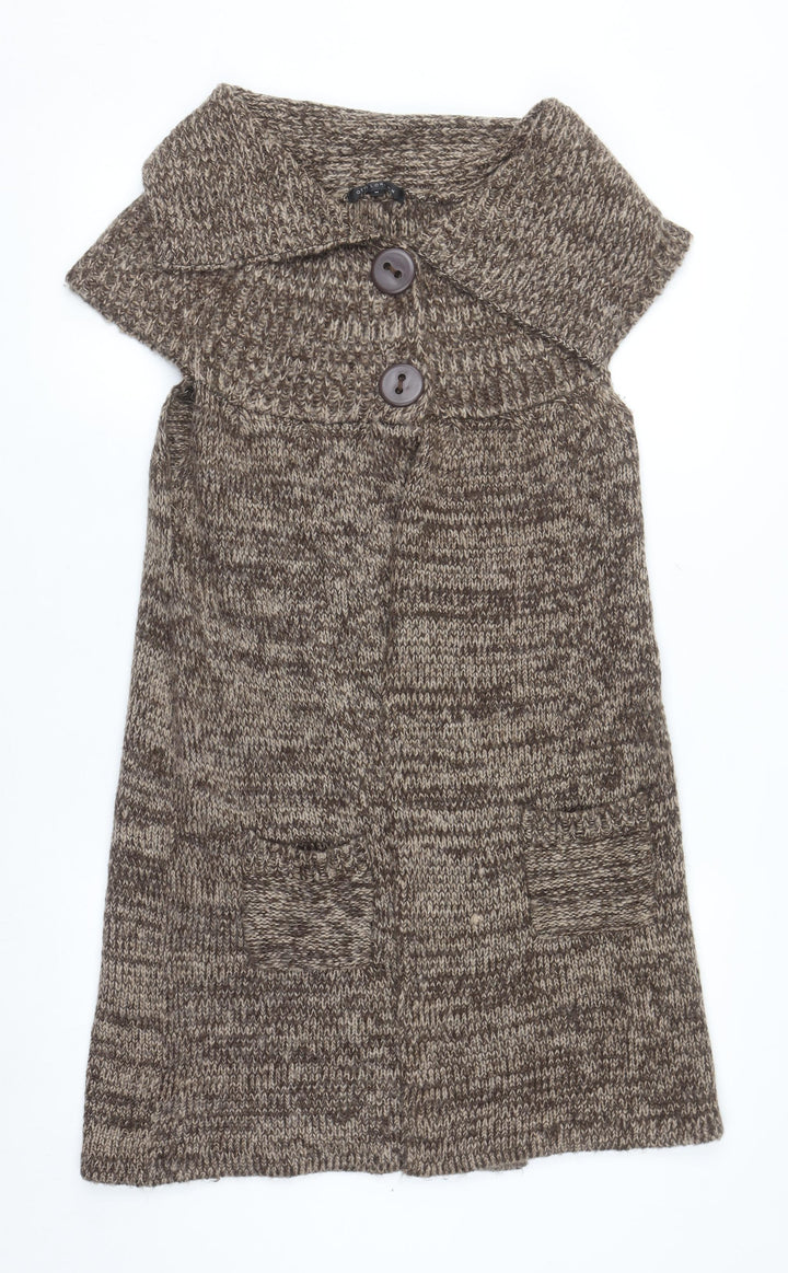 QED London Women’s Brown Sleeveless Knit Cardigan M
