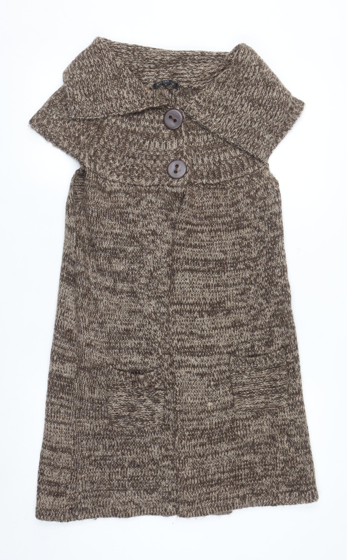 QED London Women’s Brown Sleeveless Knit Cardigan M