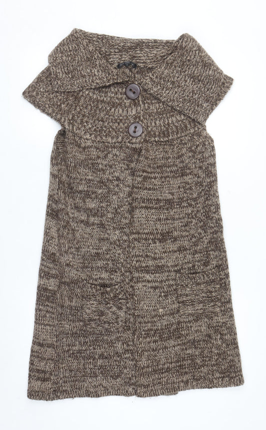 QED London Women’s Brown Sleeveless Knit Cardigan M