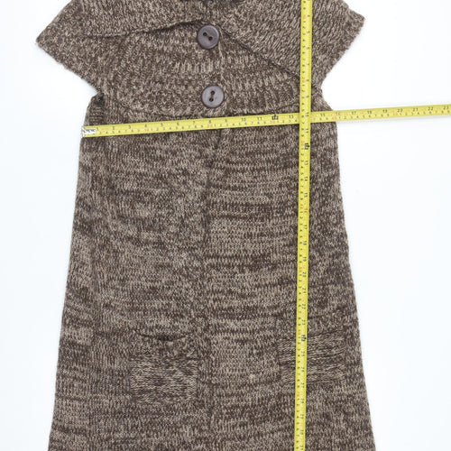 QED London Women’s Brown Sleeveless Knit Cardigan M