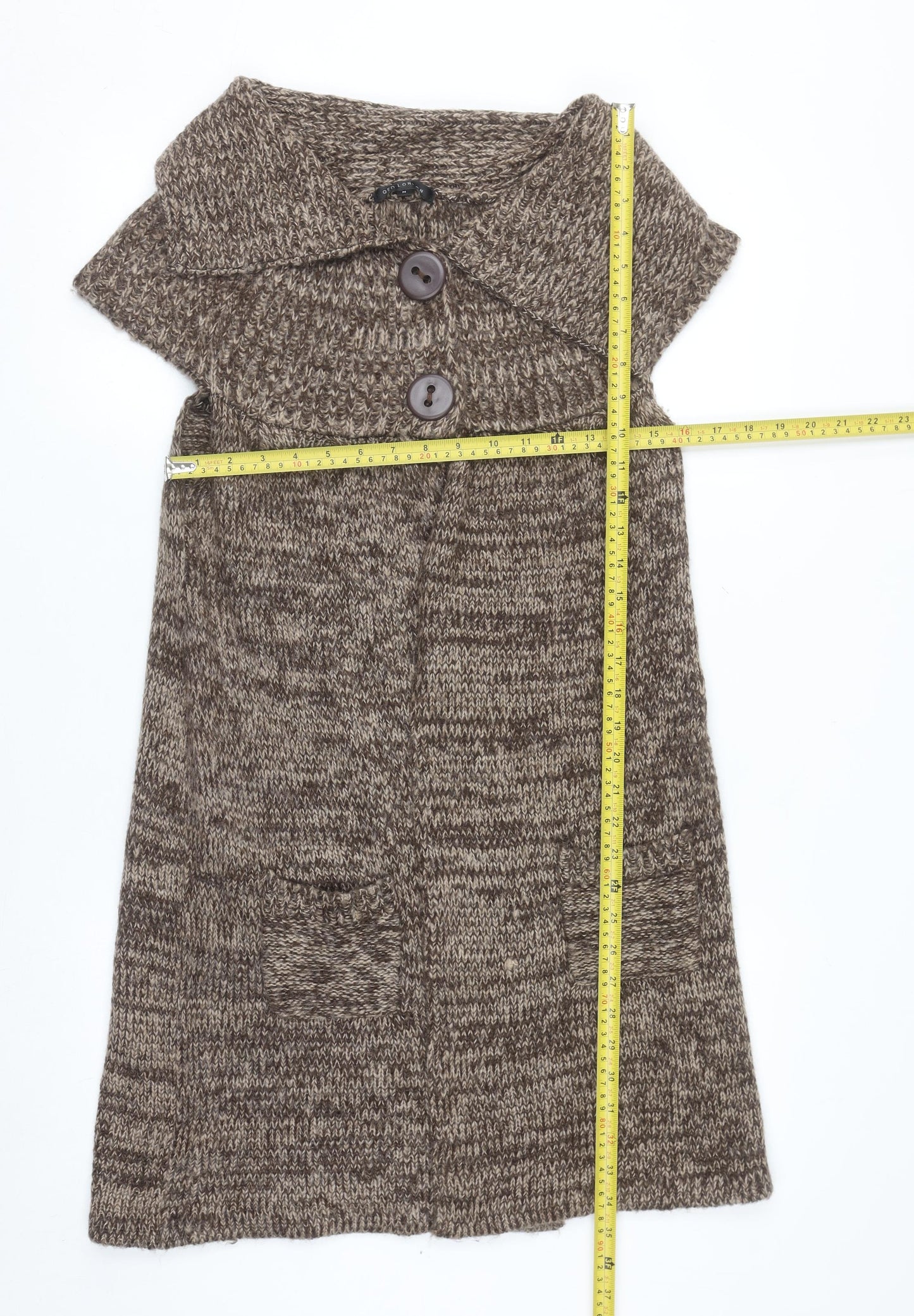 QED London Women’s Brown Sleeveless Knit Cardigan M