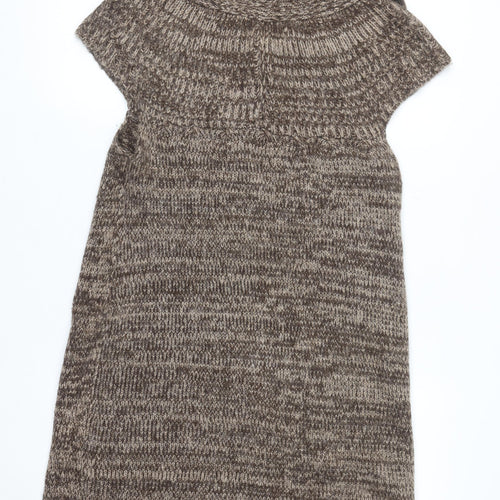 QED London Women’s Brown Sleeveless Knit Cardigan M