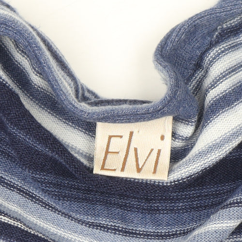 Elvi Women Blue Striped Long Sleeve Knit Cardigan L