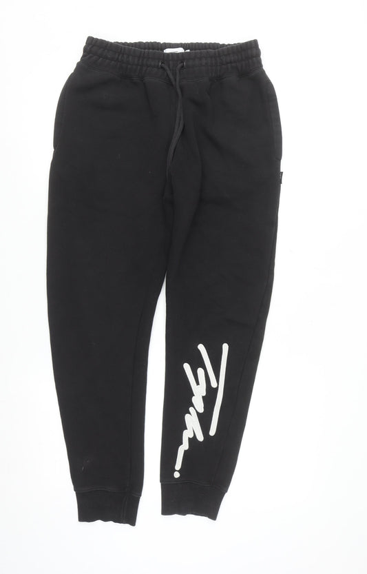 Topman Men's Black Jogger Sweatpants S Regular Fit Fleece Tapered