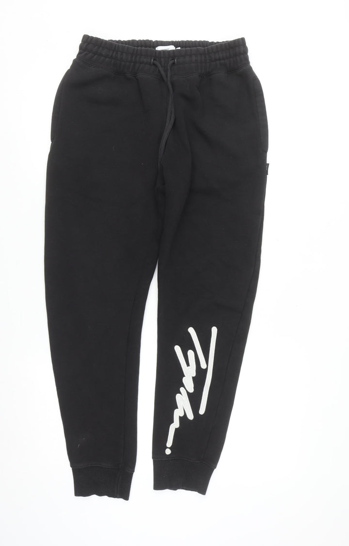 Topman Men's Black Jogger Sweatpants S Regular Fit Fleece Tapered