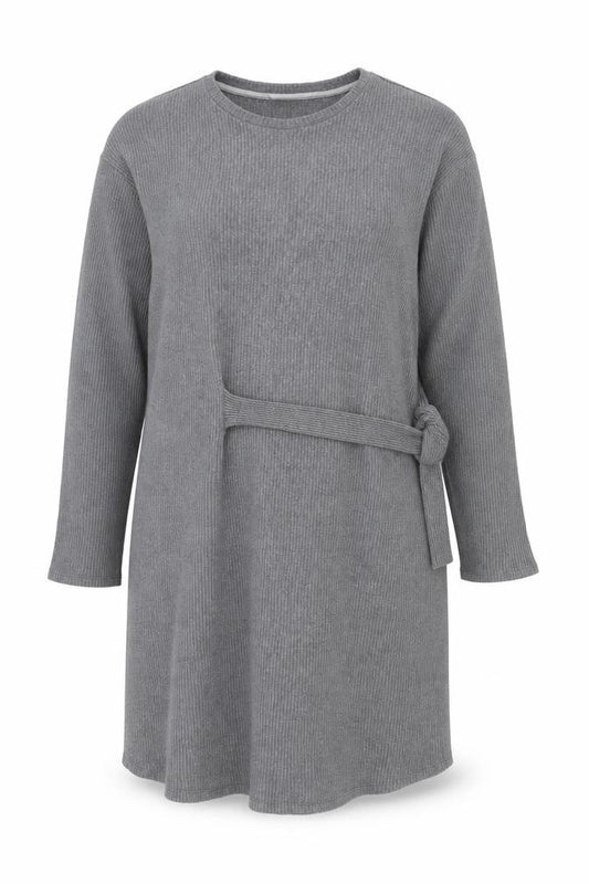 Marks & Spencer Women Grey Knit Belted Sweater Dress Size 12