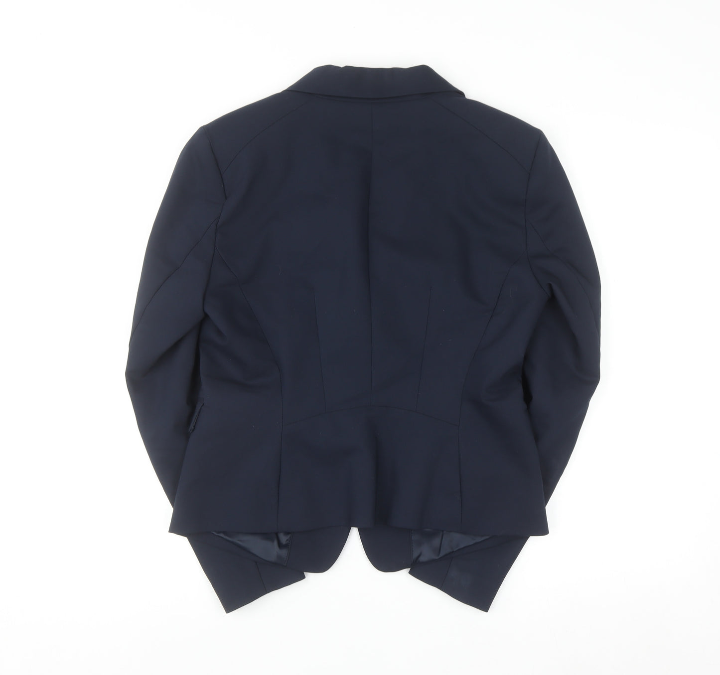 H&M Women's Blue Cotton Blend Fitted Blazer Size 12