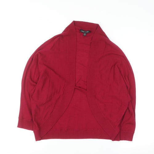 Laura Ashley Women Red Cardigan UK 20 Relaxed Knit Open Front