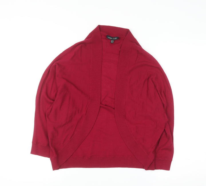 Laura Ashley Women Red Cardigan UK 20 Relaxed Knit Open Front