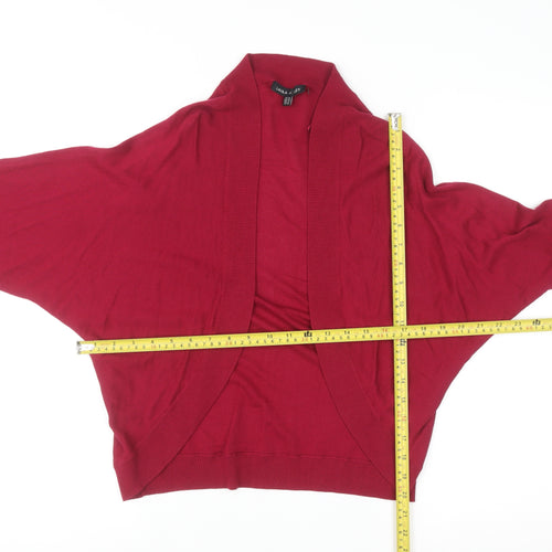 Laura Ashley Women Red Cardigan UK 20 Relaxed Knit Open Front
