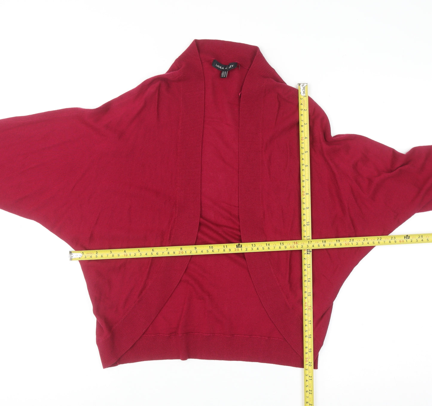 Laura Ashley Women Red Cardigan UK 20 Relaxed Knit Open Front