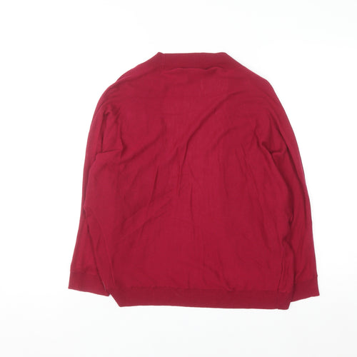 Laura Ashley Women Red Cardigan UK 20 Relaxed Knit Open Front