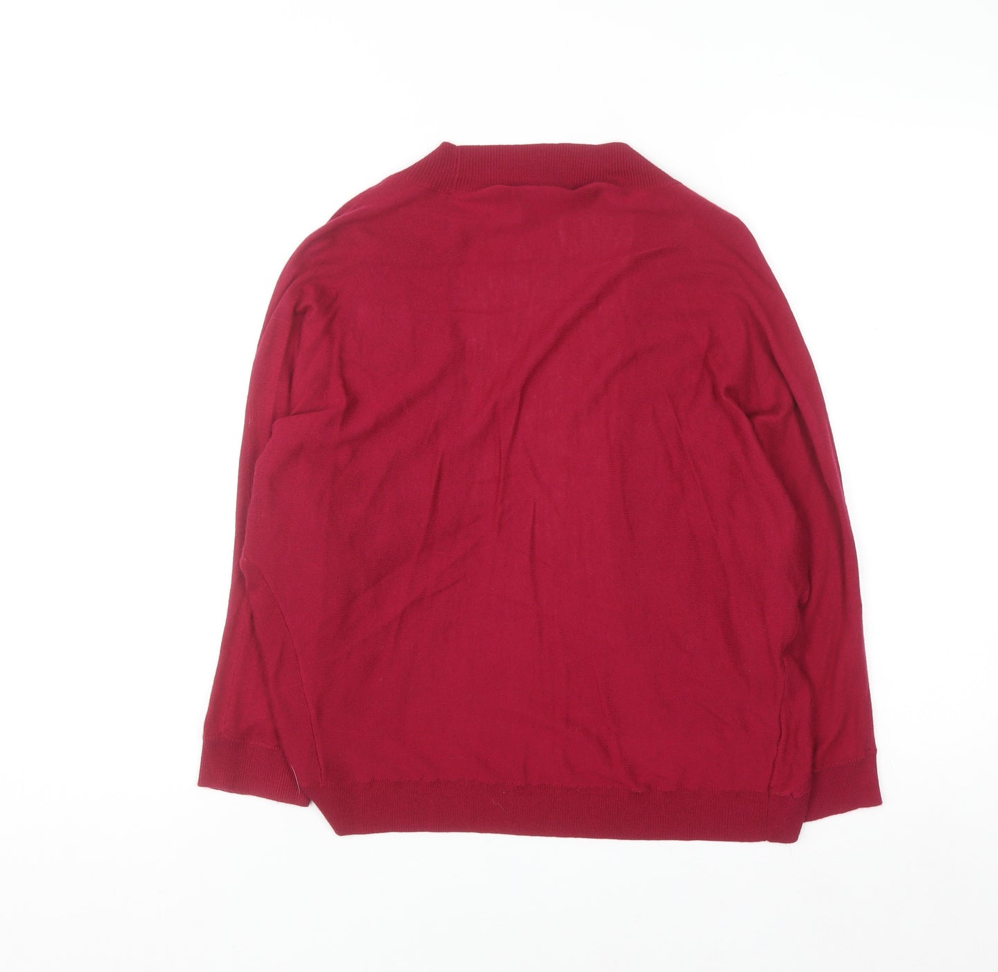 Laura Ashley Women Red Cardigan UK 20 Relaxed Knit Open Front