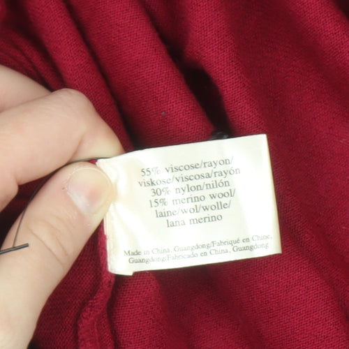 Laura Ashley Women Red Cardigan UK 20 Relaxed Knit Open Front