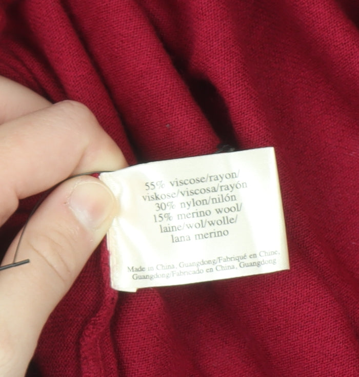 Laura Ashley Women Red Cardigan UK 20 Relaxed Knit Open Front
