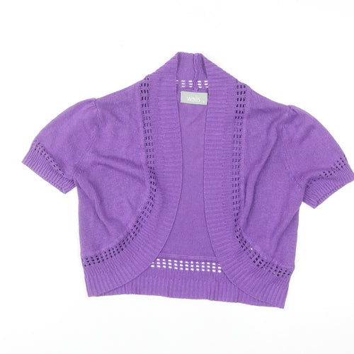 Wallis Women Purple Short Sleeve Open-Knit Shrug Cardigan S