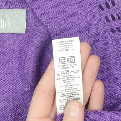 Wallis Women Purple Short Sleeve Open-Knit Shrug Cardigan S