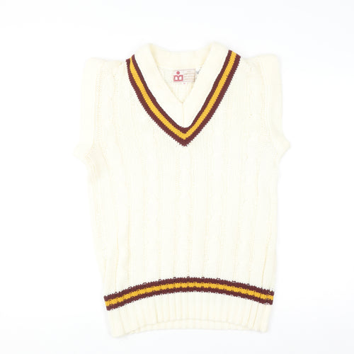 Ken Barrington Men's Ivory Cable-Knit Cricket Vest M Regular Fit