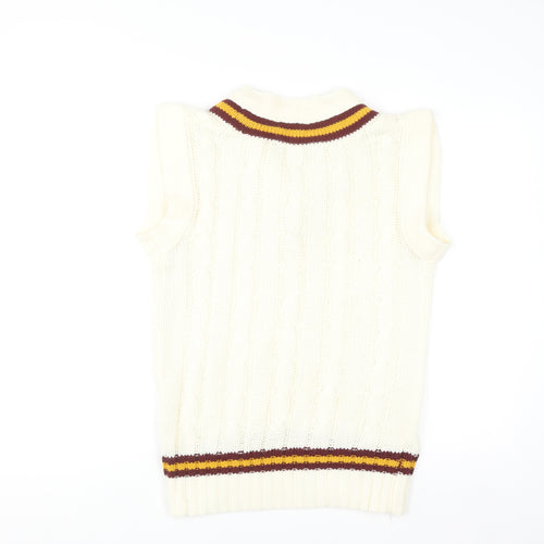 Ken Barrington Men's Ivory Cable-Knit Cricket Vest M Regular Fit