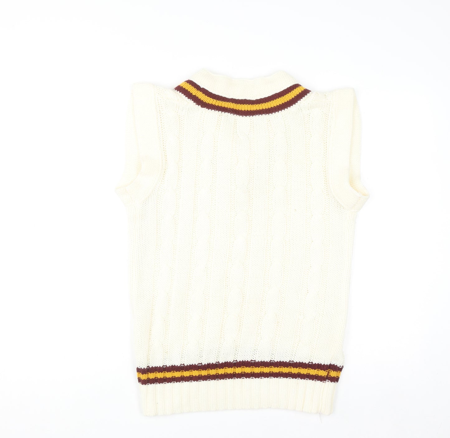 Ken Barrington Men's Ivory Cable-Knit Cricket Vest M Regular Fit